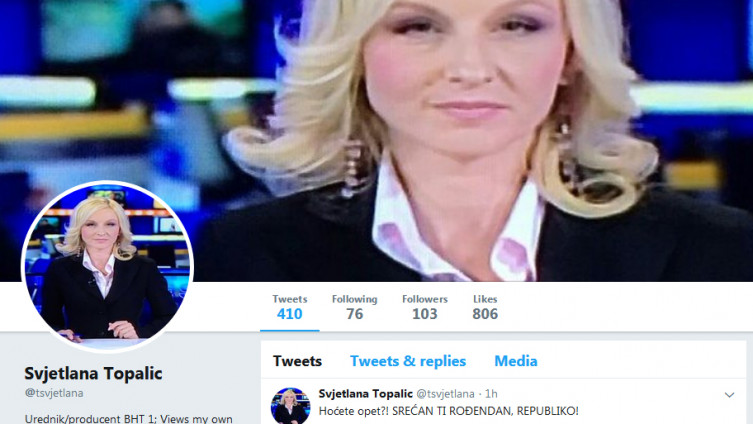 Novinarka i urednica BHRT-a na Twitteru: Srećan ti rođendan, republiko!