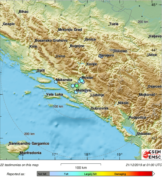 Novi zemljotres u BiH jačine 3.5 stepeni po Rihteru