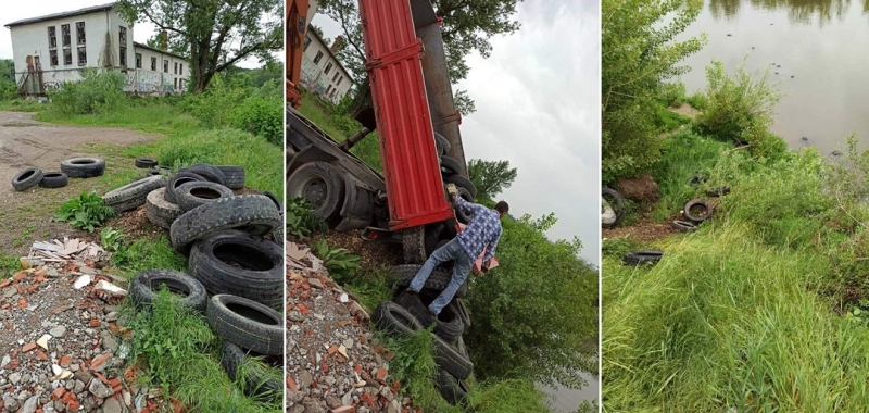 Dobojlije ogorčene: Kamion istovario gume u rijeku Bosnu