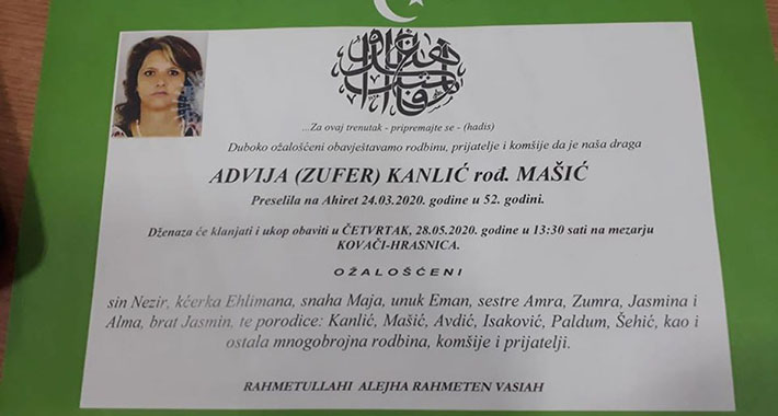 Sutra dženaza Adviji Kanlić, šta je pokazala obdukacija?