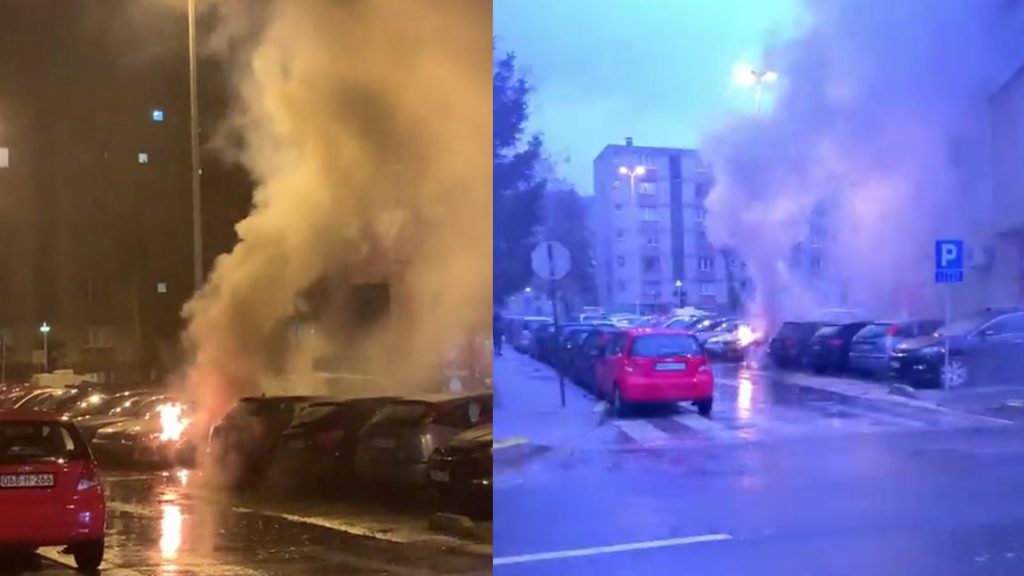 (VIDEO) Velika materijalna šteta: Na parkingu u Sarajevu izgorio automobil