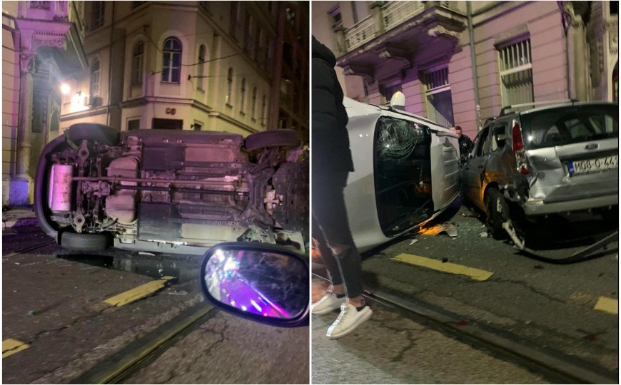 (FOTO) Automobil u Sarajevu završio na krovu, dvije osobe povrijeđene