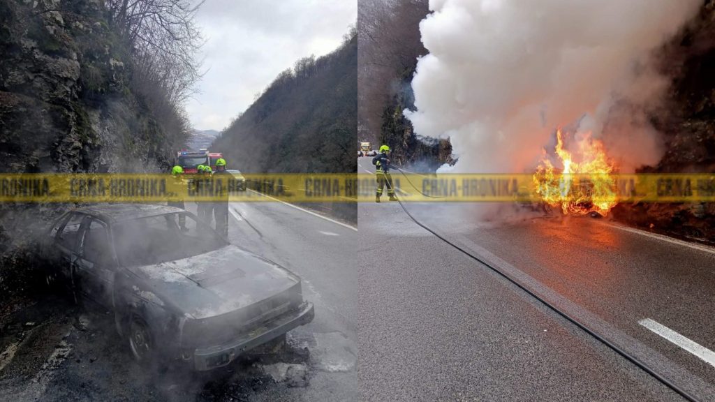 Zapalio se auto, u kanjonu Tijesno velika gužva