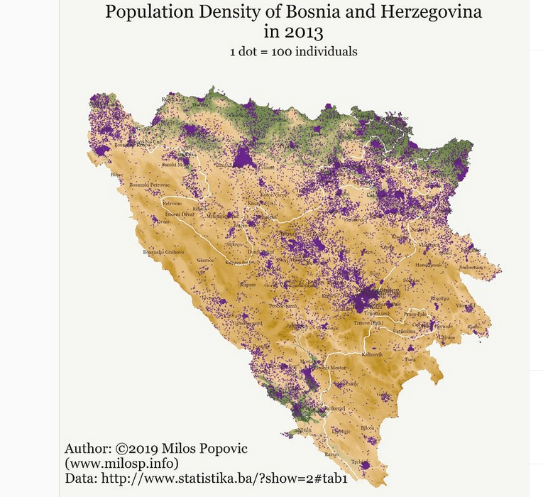 Pogledajte mapu: BiH kao prazna zemlja. Najlošija situacija je u ovim opštinama i gradovima