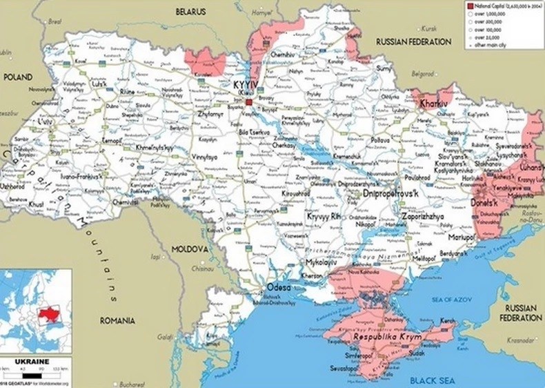 Najnovija mapa pokazuje koliko su ukrajinske teritorije zauzeli Rusi