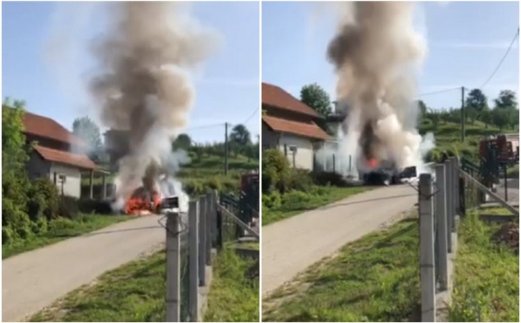 Pogledajte kako je vatra u potpunosti uništila automobil u Kalesiji