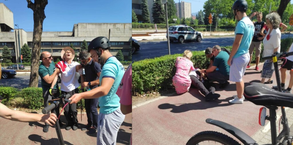 Sudar bicikliste sa vozačem romobila, biciklista ima otvorenu ranu na glavi