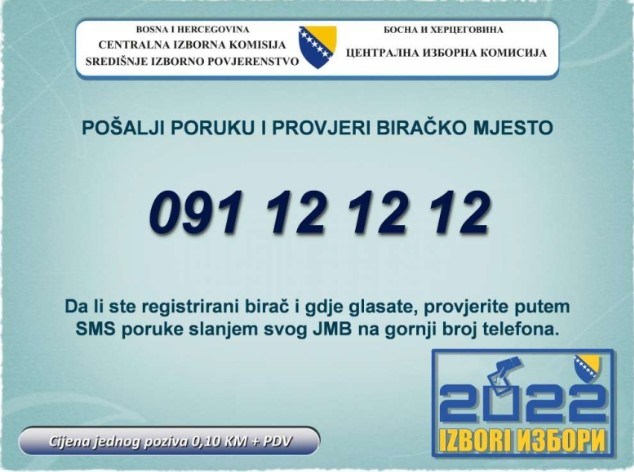 Od ponedjeljka će se moći putem SMS provjeriti lokacija biračkog mjesta