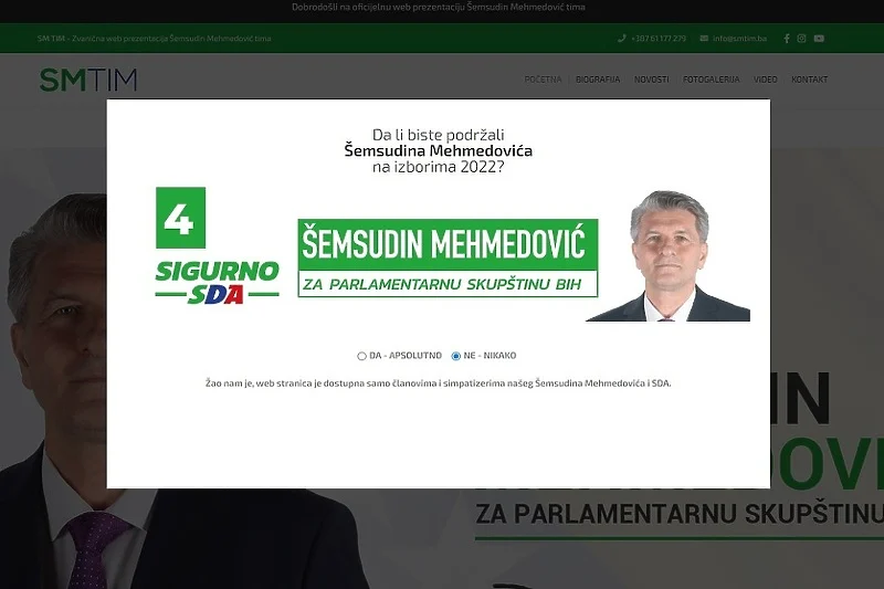 Šemsudin Mehmedović napravio web stranicu samo za svoje simpatizere. Ako niste, ne možete ući