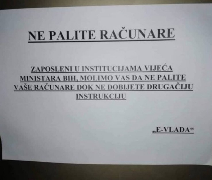 Uposlenici Vijeća ministara BiH ne smiju upaliti računare, na meti su hakera