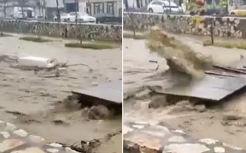 Velike poplave u Novom Pazaru, frižider plutao nabujalom rijekom i srušio most