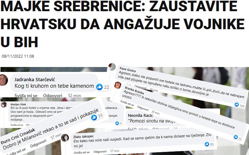 Hrvati na Facebooku napali Majke Srebrenice: Mi agresori? Pljujete na našu ispruženu ruku. Zlo mi je od vas