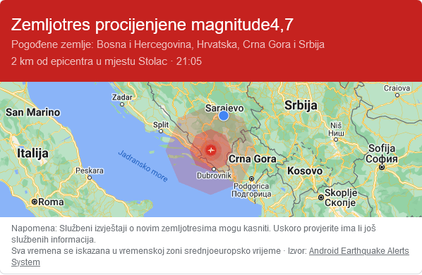 Zemljotres u BiH: Da li ste ga osjetili?