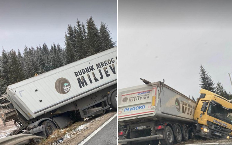 Kamion i automobil sletjeli s puta na Bijambarama