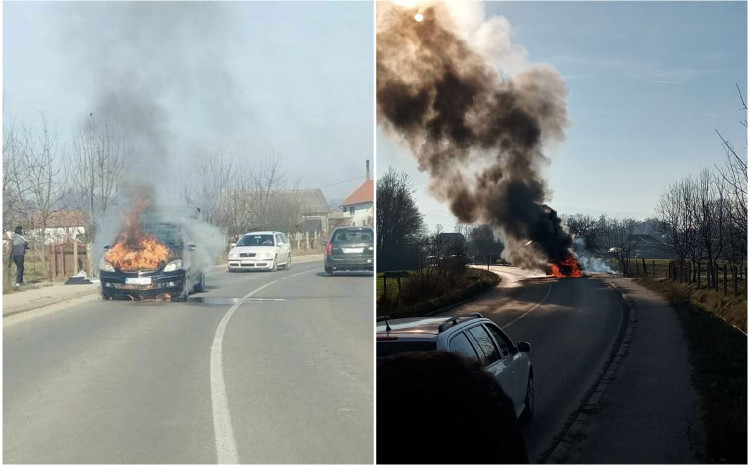 Zapalio se Mercedes u kod Kalesije