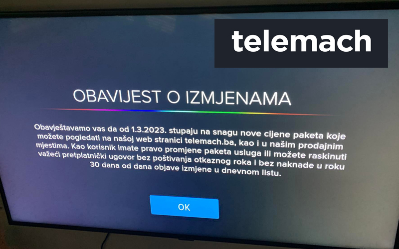 Telemach od 01.03. podiže cijene svih svojih usluga! Možete raskinuti ugovore