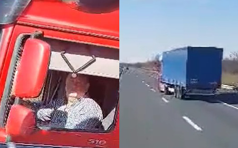 (VIDEO) Kamiondžija zaspao i ostavio kamion nasred autoputa