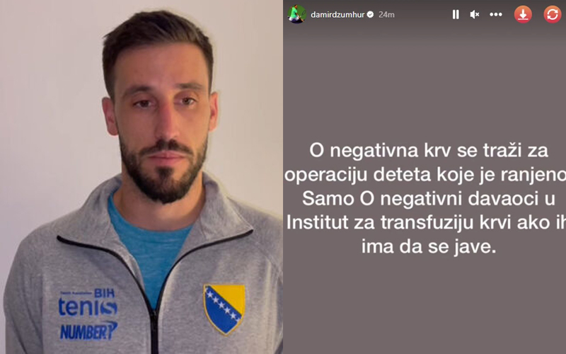 Damir Džumhur: 0 negativna krv se traži za operaciju deteta koje je ranjeno