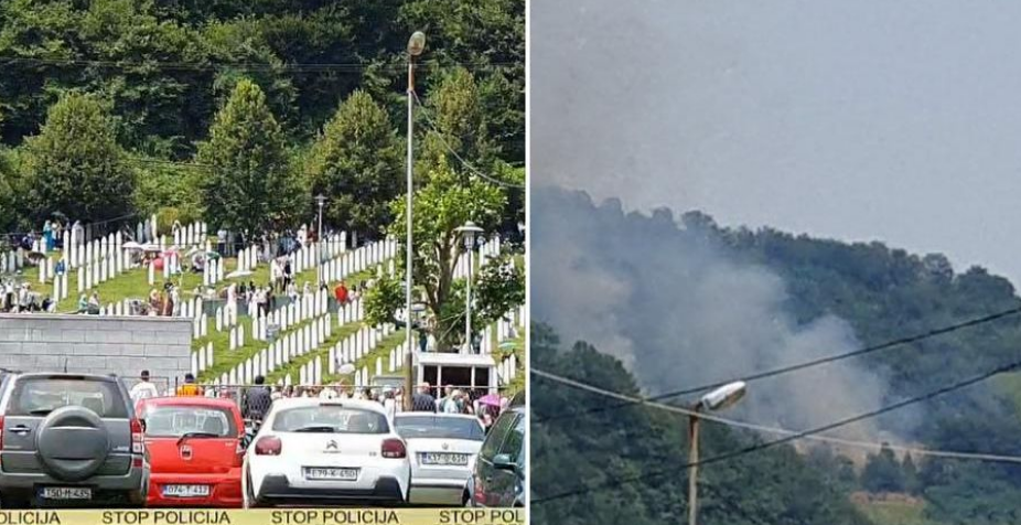 Šta se događa: Dok se klanjala dženaza žrtvama genocida, u šumi iznad Potočara pojavio se gust dim