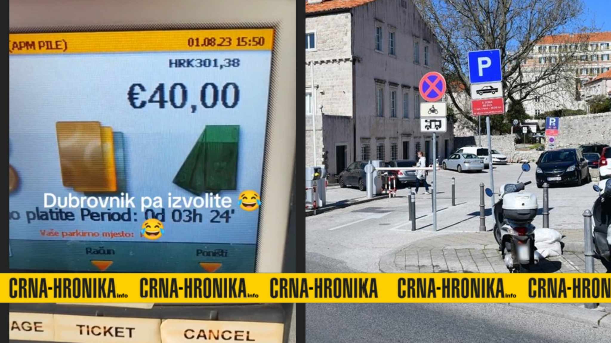 Bosanac u Dubrovniku platio 40 eura za 3 sata i 24 minute parkinga