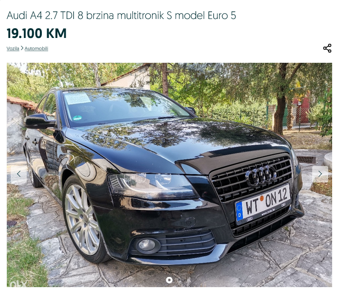 Lažnjak Audi na OLX: 2017-te godine imao 230.000 kilometara na satu, a sata ima 195.000