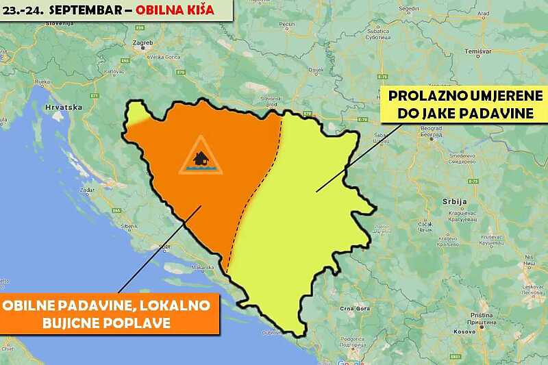 Vikend u Bosni i Hercegovini donosi pad temperature i obilne padavine