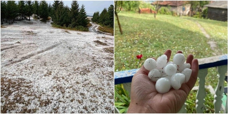 Željezno Polje zabijelilo od leda, grad veličine teniske loptice