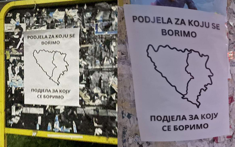 Neko organizovano postavlja plakate o podjeli BiH u Brčkom, Bijeljini i Tuzli