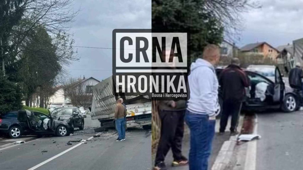 (FOTO) Teška nesreća kod Kiseljaka: Direktan udes dva vozila, dijelovi rasuti po cesti