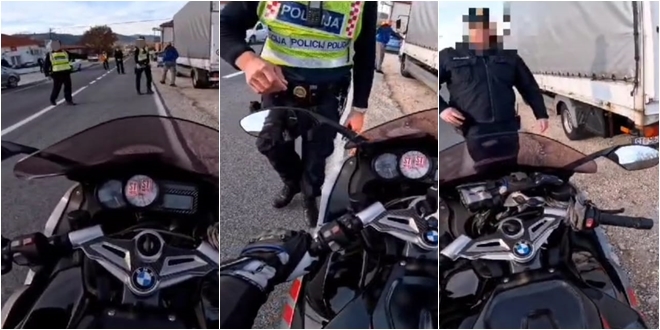 (VIDEO) Policija zaustavila motociklistu i odmah mu oduzela ključeve: Drugi policajac povukao i pištolj?