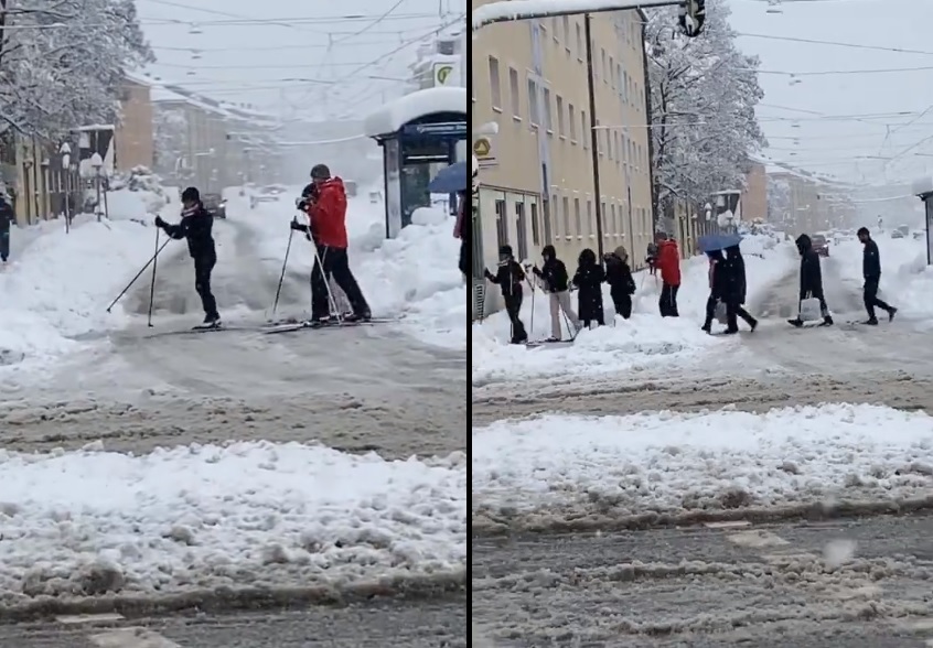 Žestoko nevrijeme: Po ulicama Minhena ljudi na skijama