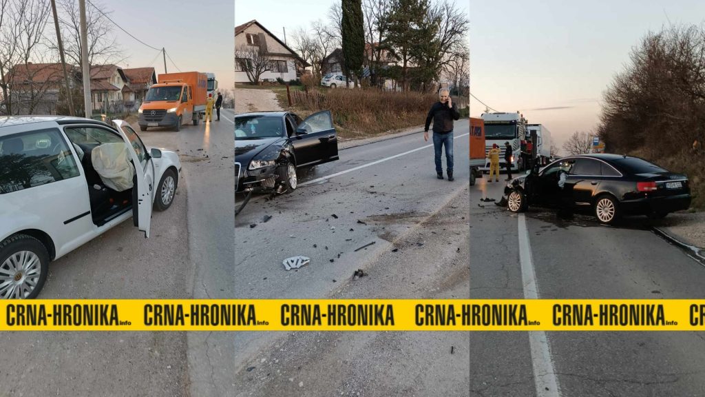 (FOTO) Teška nesreća kod Gradačca: Tri osobe povrijeđene u sudaru dva automobila