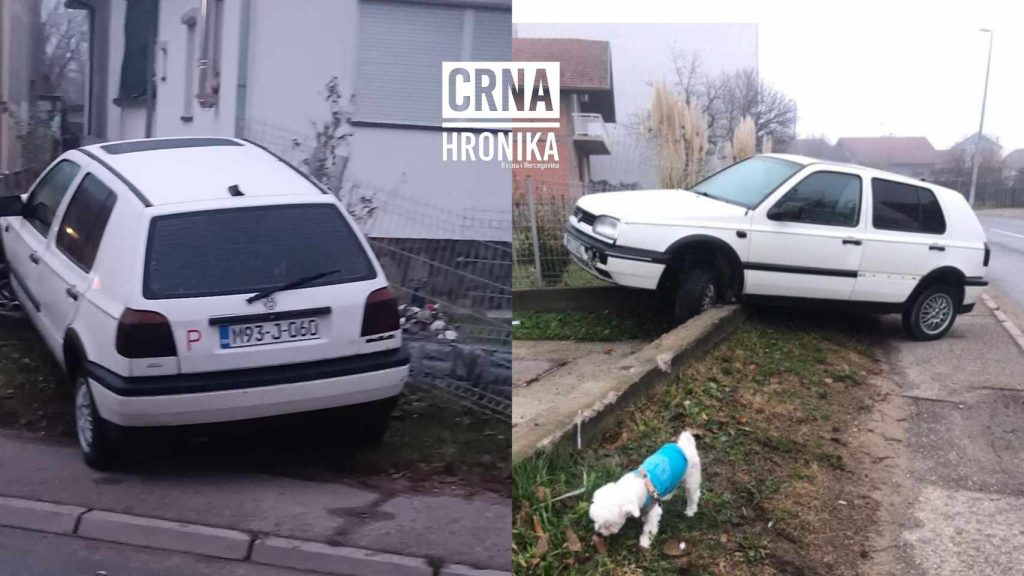 (FOTO) Početnik u Golfu napravio nesreću pa ostavio automobil na ulici