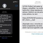 Upozorenje na prevaru putem SMS-a s lažnim informacijama o paketu