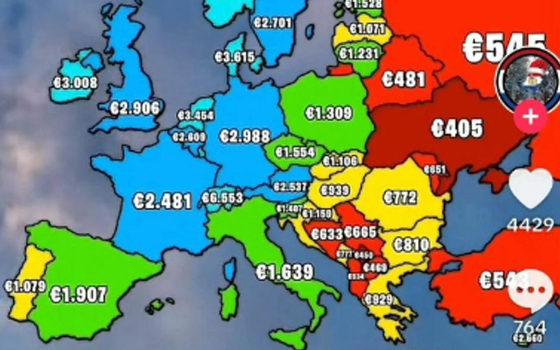 Numbeo objavio mapu prosječnih plata, BiH u crvenom sa 633 eura