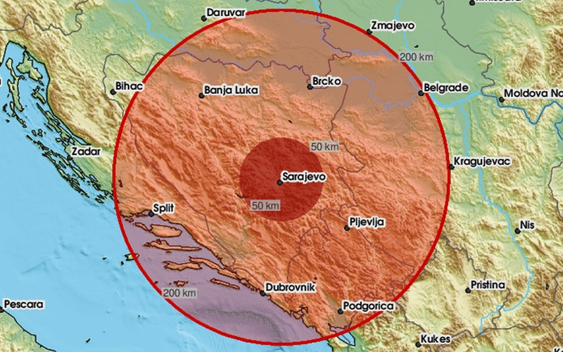 Zemljotres pogodio BiH, osjetio se i u Sarajevu, Zenici, Tuzli: “Tresla se zgrada, fino se osjetio”