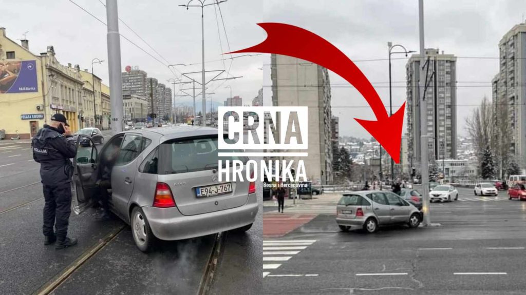 (FOTO) Neobična nesreća u Sarajevu: Vozačica se zabila u tramvajski stub