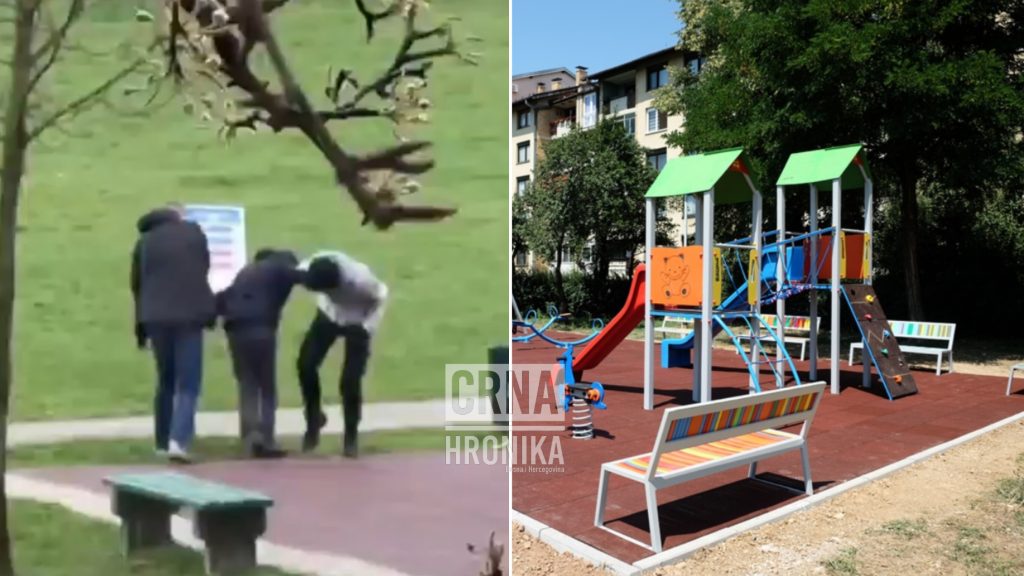 (VIDEO) Mladići na Dobrinji snimljeni kako razvaljuju dječiji park