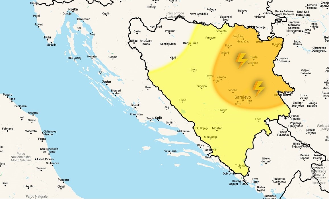 Nestabilno vrijeme večeras donosi pljuskove i mogućnost pojave leda