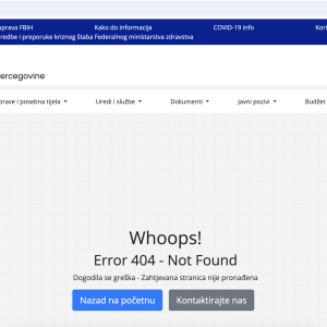Hoćete na stranicu Vlade FBiH: Možete dobiti samo Error 404