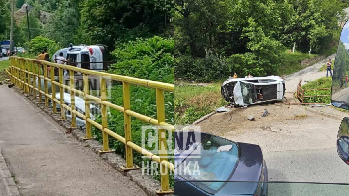 (FOTO) Teška nesreća na putu Srebrenik – Gračanica: Automobil završio u rijeci