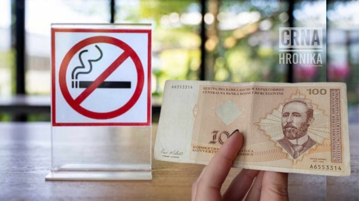 100KM kazna za svako lice koje konzumira cigarete unutar ugostiteljskog objekta