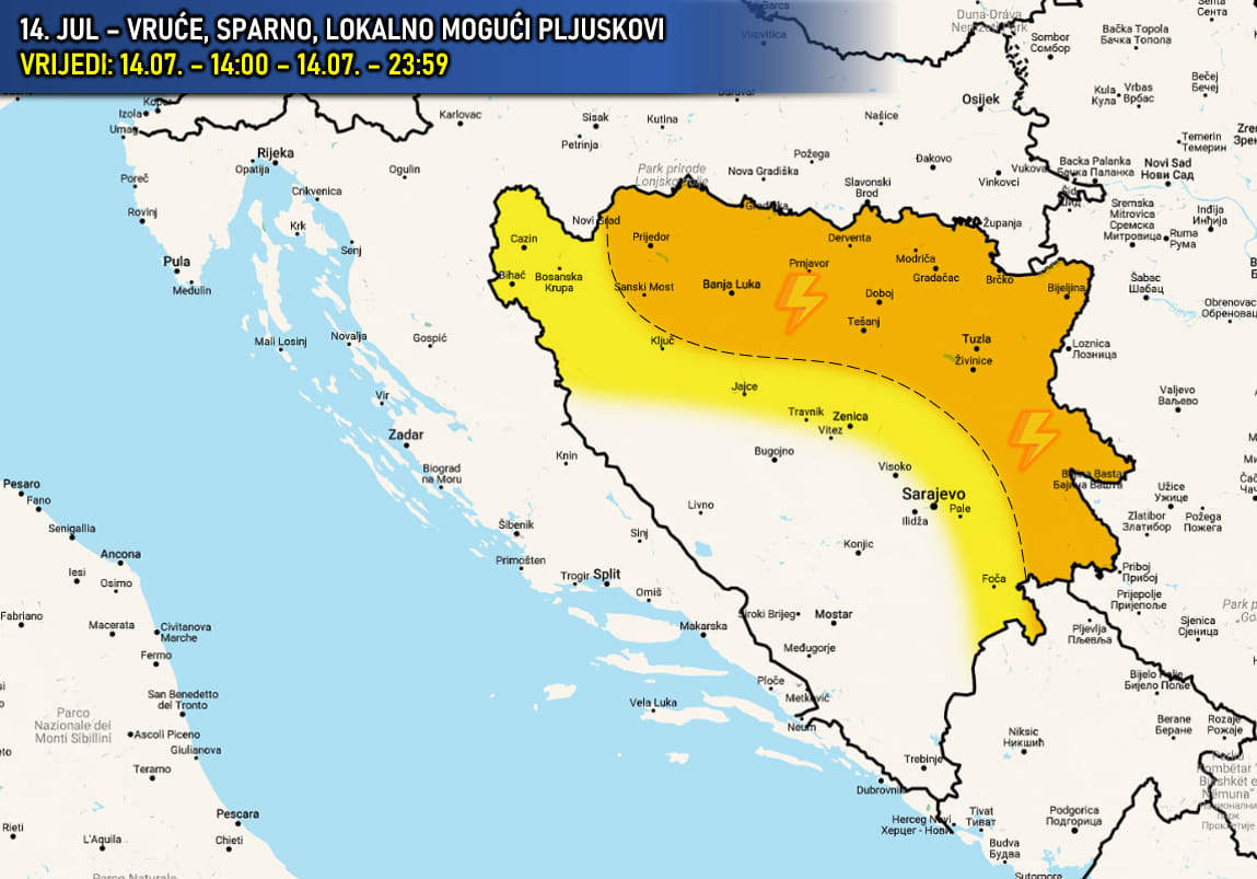 Još jedan vreo i sparan dan u BiH: Ali ne u potpunosti stabilan, moguća kiša