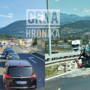 (VIDEO) Kilometarska kolona vozila kod Vlakova zbog prevrnutog kamiona