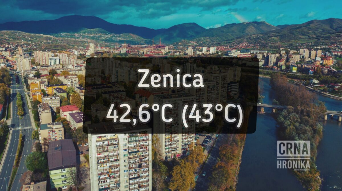 Zenica danas bila najtopliji evropski grad sa izmjerenih 42,6°C