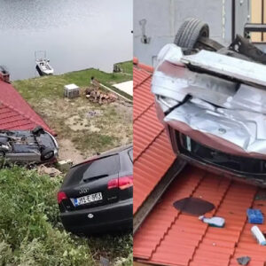 Dva automobila u provaliji, jedan završio na krovu vikendice u Novom Selu