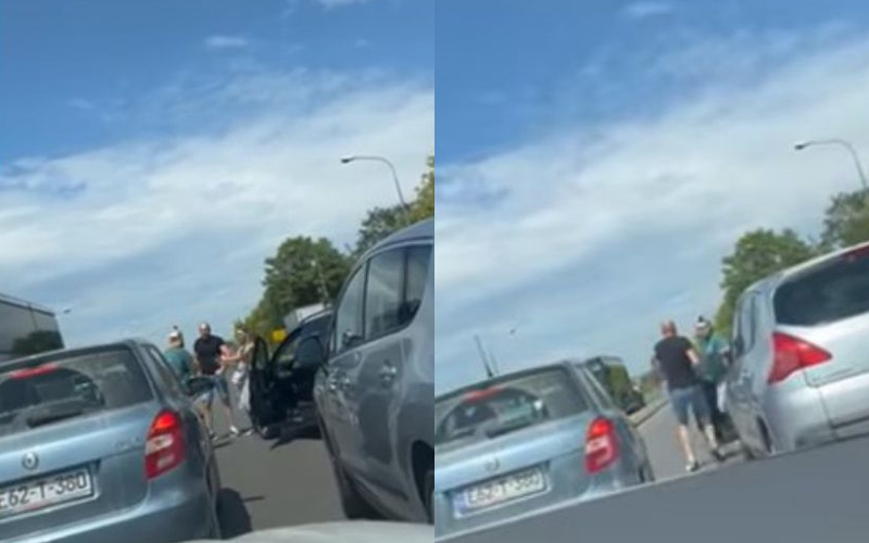 (VIDEO) Posvađali se u saobraćaju pa se potukli, žene ih smirivale