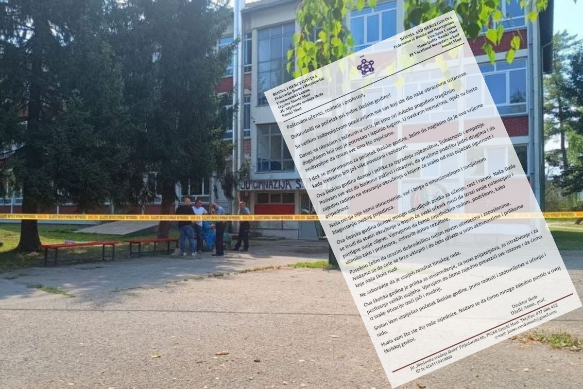 Emotivno pismo direktora srednje škole u Sanskom Mostu u kojoj je počinjeno trostruko ubistvo