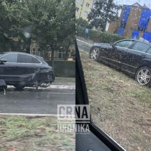 Mercedesom se zabio u 5 parkiranih automobila: Porsche-u otpao točak