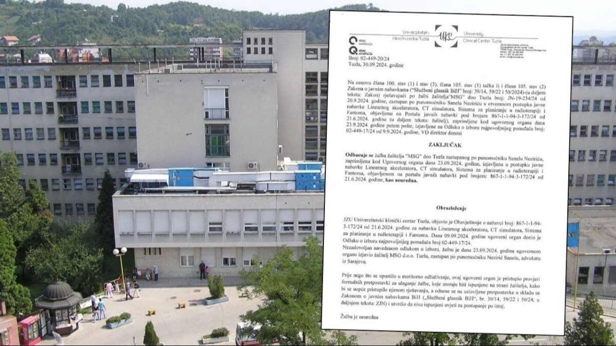 UKC Tuzla odbacio žalbu za nabavku aparata za zračenje